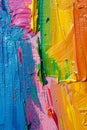 Closeup of Abstract Rough Colorful Multicolored Rainbow Colors Art Painting Texture with Oil Brushstroke Palette Knife Paint on Royalty Free Stock Photo