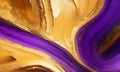 Closeup of abstract rough violet and gold color multi colored art painting texture, with oil brushstroke