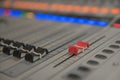 Closeup adjustment tools Audio sound mixer music, technology. Royalty Free Stock Photo