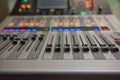 Closeup adjustment tools Audio sound mixer music, technology. Royalty Free Stock Photo