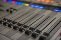 Closeup adjustment tools Audio sound mixer music, technology. Royalty Free Stock Photo