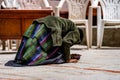 Closeup of an Adult Tibetan Buddhist worshiper in prostration at Tiji Festival in Lo Manthang