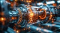 Closeup of advanced integration technologies and dynamic systems, engineering innovation