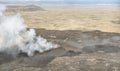 Closeup of Erupting Iceland Volcano with Flames and Lots of Smoke Royalty Free Stock Photo