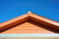 closeup of aframe roofline against clear blue sky Royalty Free Stock Photo