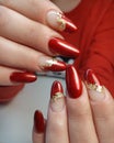 Closeup ahot of red nails.