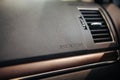 Closeup of airbag cover on auto dashboard. Royalty Free Stock Photo