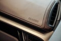 Closeup of airbag cover on auto dashboard. Royalty Free Stock Photo