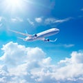 closeup of an airplane in the air on a sunny day captures the essence of travel and adventure.