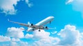 closeup of an airplane in the air on a sunny day captures the essence of travel and adventure.