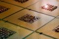 Closeup of aligned CPU Computer Processor. Background Royalty Free Stock Photo