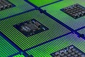 Closeup of aligned CPU Computer Processor. Background Royalty Free Stock Photo