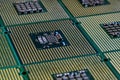 Closeup of aligned CPU Computer Processor. Background Royalty Free Stock Photo