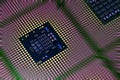 Closeup of aligned CPU Computer Processor. Background Royalty Free Stock Photo