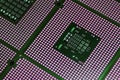 Closeup of aligned CPU Computer Processor. Background Royalty Free Stock Photo