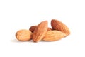 Closeup almonds isolated on white background