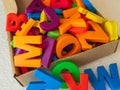 Closeup of a alphabet letters in a box Royalty Free Stock Photo