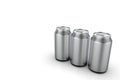 Closeup aluminium soda cans. 3d illustration.