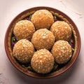 Closeup Amaranth laddu, a traditional and healthy indulgence.