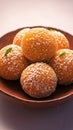 Closeup Amaranth laddu, a traditional and healthy indulgence.