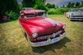 closeup amazing front view of classic vintage retro car Royalty Free Stock Photo