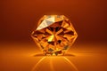 Closeup of amber color diamond or glass stine on warm-colored background, generative ai image