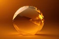 Closeup of amber color diamond or glass stine on warm-colored background, generative ai image