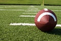 Closeup of American Football on Field Royalty Free Stock Photo