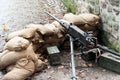 american machine gun during the world war two reconstitution for the 75 th anniversary of the liberation of Alsace in Royalty Free Stock Photo