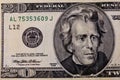 Closeup of american twenty dollars banknote