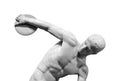 Closeup of ancient Discobolus or Discus Thrower statue isolated Royalty Free Stock Photo