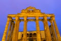 Closeup of ancient roman temple in evening Royalty Free Stock Photo