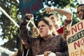 Closeup of angry teen girl protesting Royalty Free Stock Photo