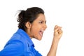 Closeup of an angry woman screaming being hysterical Royalty Free Stock Photo