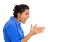 Closeup of an angry woman screaming being hysterical Royalty Free Stock Photo