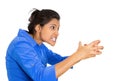 Closeup of an angry woman screaming being hysterical Royalty Free Stock Photo