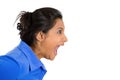 Closeup of an angry woman screaming being hysterical Royalty Free Stock Photo