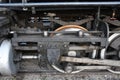 Closeup of antique steam locomotive valve gear Royalty Free Stock Photo