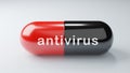 Closeup antiretroviral drugs capsule on white background. Medicine and Vaccine concept. Medical science healthcare. Antibiotic