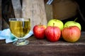 Closeup of Apples and apple cider