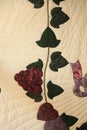 Closeup Applique Flowers and Leaves Amish Handmade Quilt Royalty Free Stock Photo