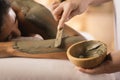 Closeup of applying mud mask. Royalty Free Stock Photo