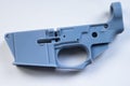 Closeup of AR15 lowers (Ghost Guns) on a white background