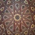 Closeup of arabesque ornaments of old aged decorated minbar of Sultan Qalawun Mosque, Old Cairo, Egypt