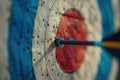 CloseUp of Archery Target and Arrow with Spacious Area for Text Placement Royalty Free Stock Photo