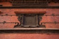 Closeup of architectural details of temple building in Kathmandu