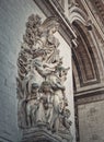 Closeup architectural details of the triumphal Arch, Paris, France. The peace statue La Paix de 1815 adorns a pillar of the Arc Royalty Free Stock Photo