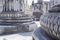 Closeup of architecture pillars in the Temple of Apollo in Didyma, Turkey in the day. Zoomed in and macro detail of Royalty Free Stock Photo