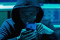 Closeup of asian male hacker