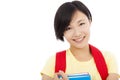 Closeup of asian student girl over white background